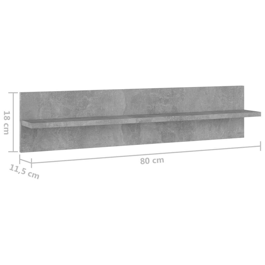 Vegghyller 2 stk betonggrå 80x11,5x18 cm konstruert tre