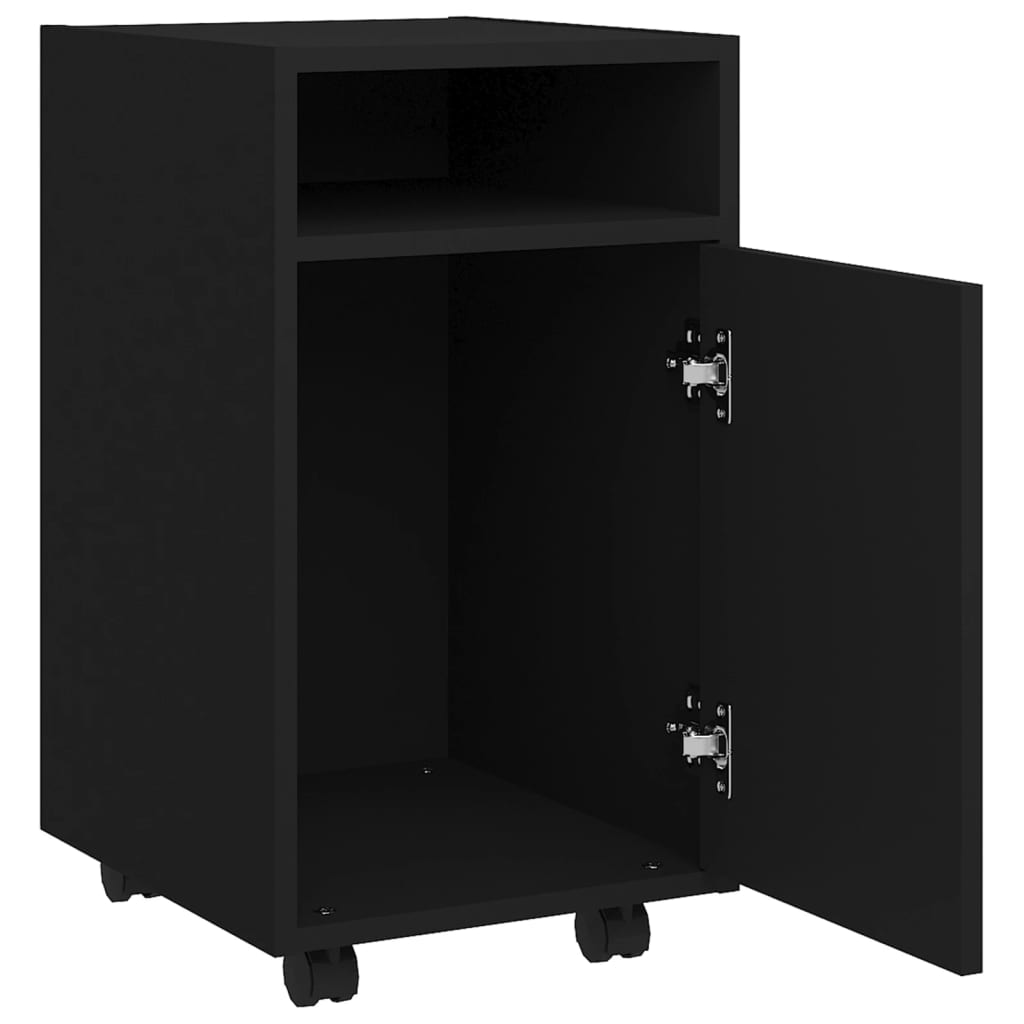 Sideskap med hjul svart 33x38x60 cm konstruert tre