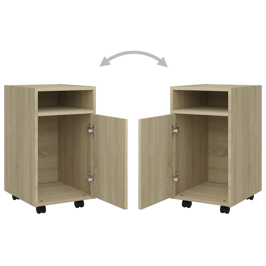 Sideskap med hjul sonoma eik 33x38x60 cm konstruert tre