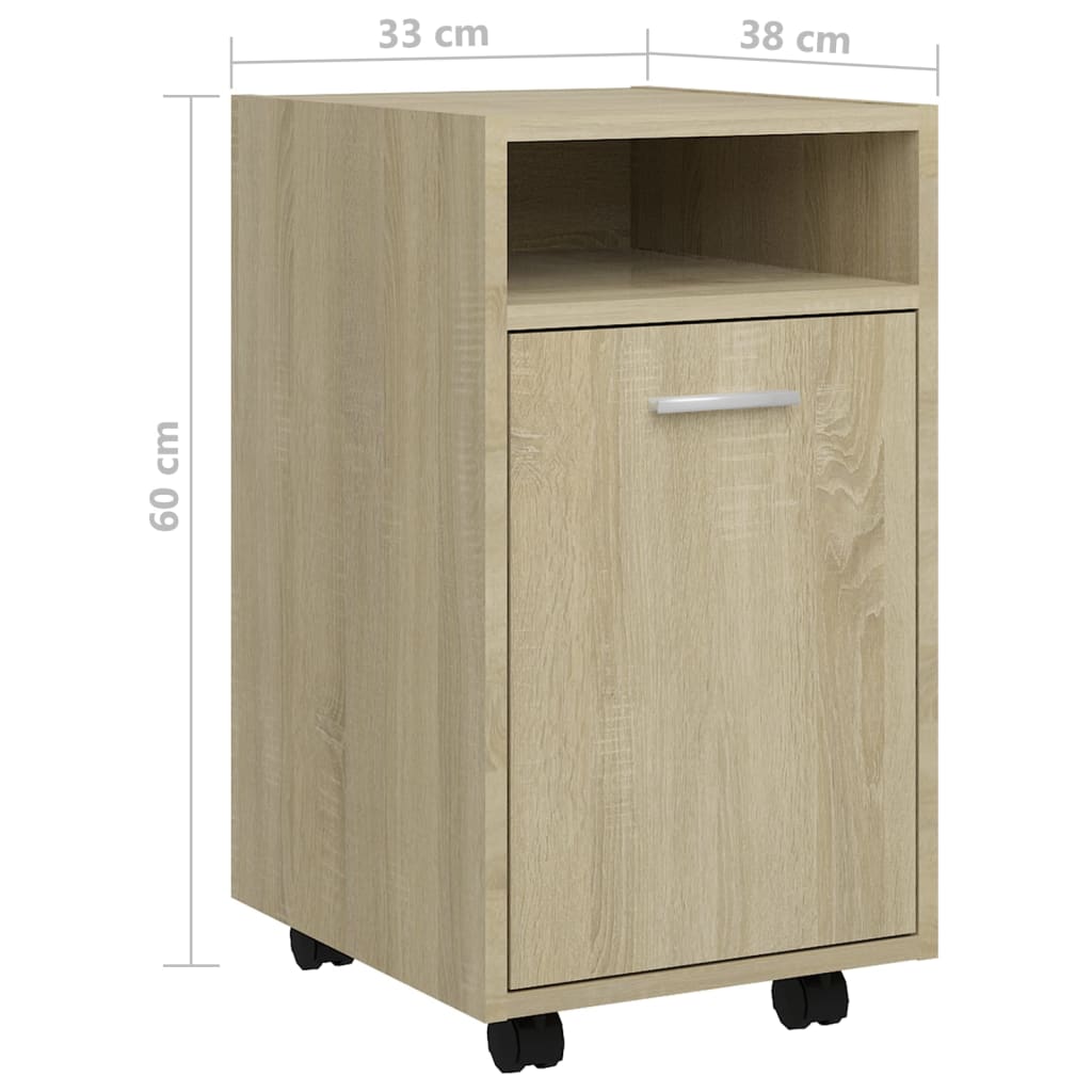 Sideskap med hjul sonoma eik 33x38x60 cm konstruert tre