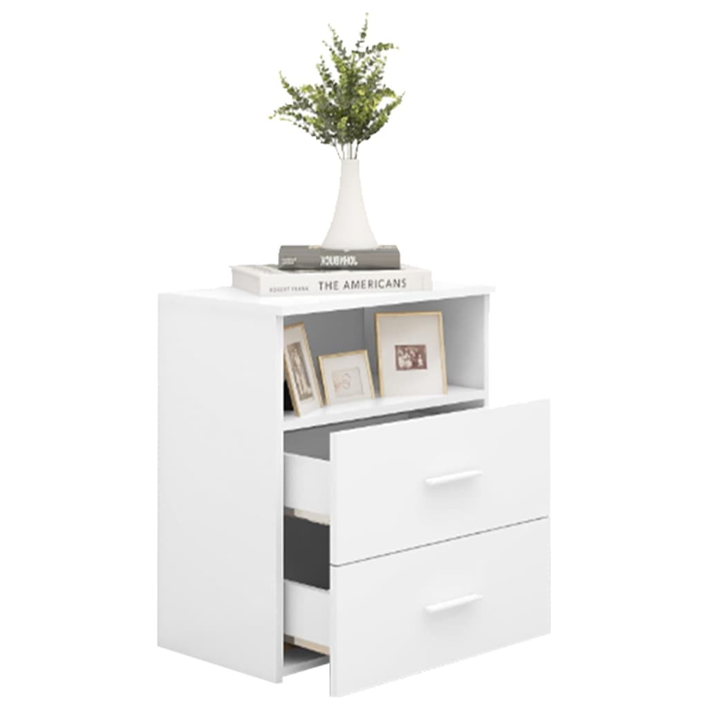 Nattbord 2 stk hvit 50x32x60 cm