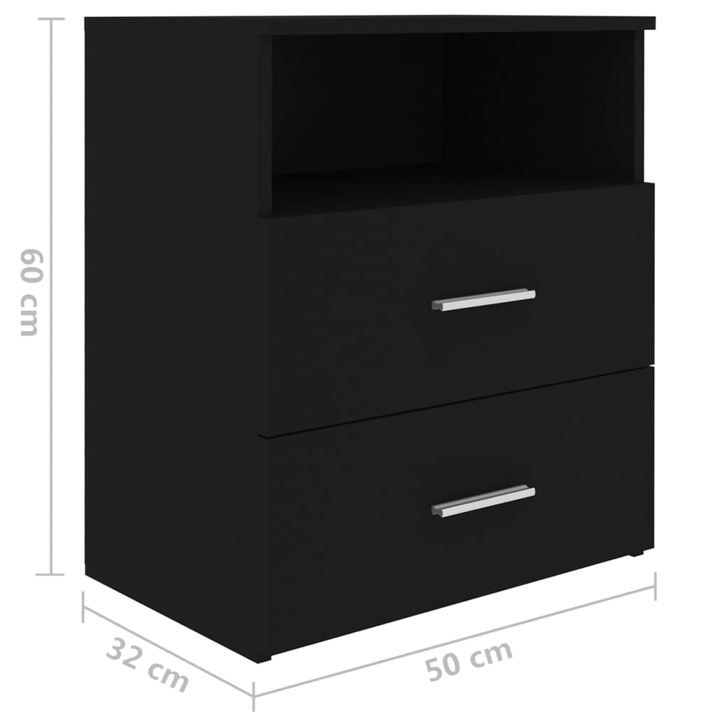 Nattbord svart 50x32x60 cm