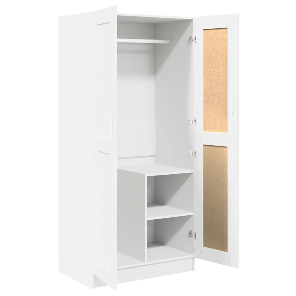 Garderobe hvit 82,5x51,5x180 cm konstruert tre