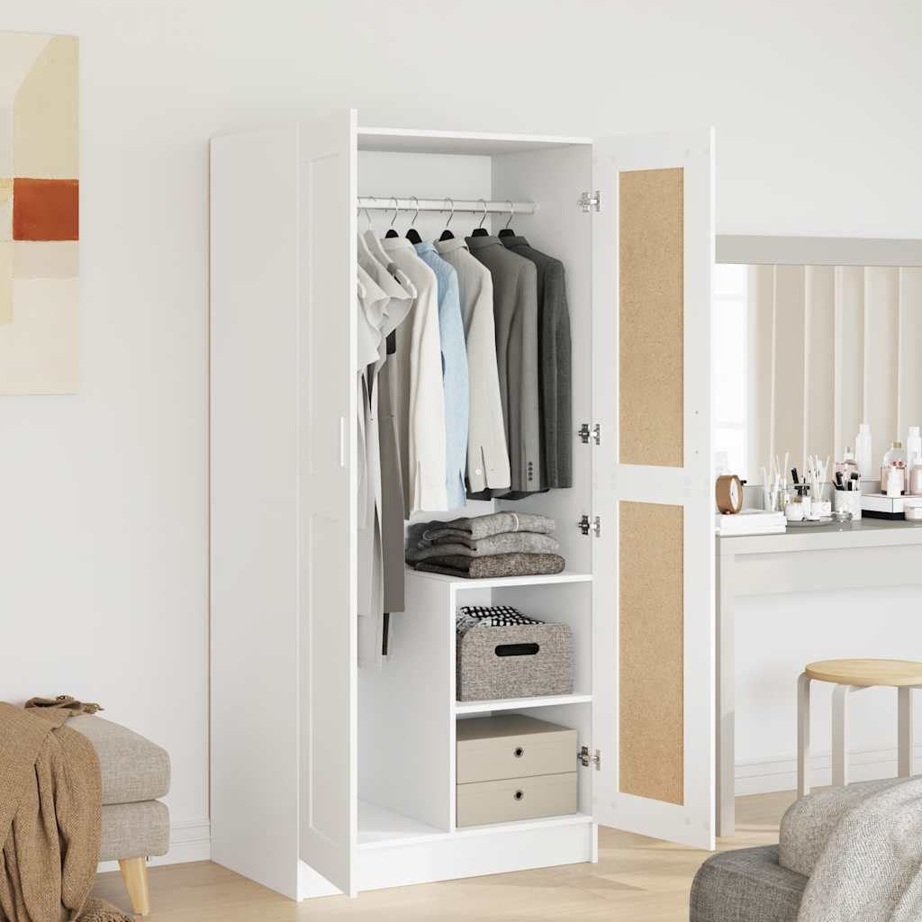 Garderobe hvit 82,5x51,5x180 cm konstruert tre