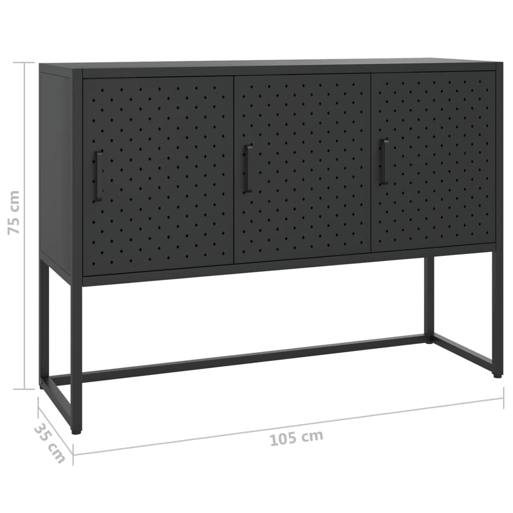 Skjenk svart 105x35x75 cm stål
