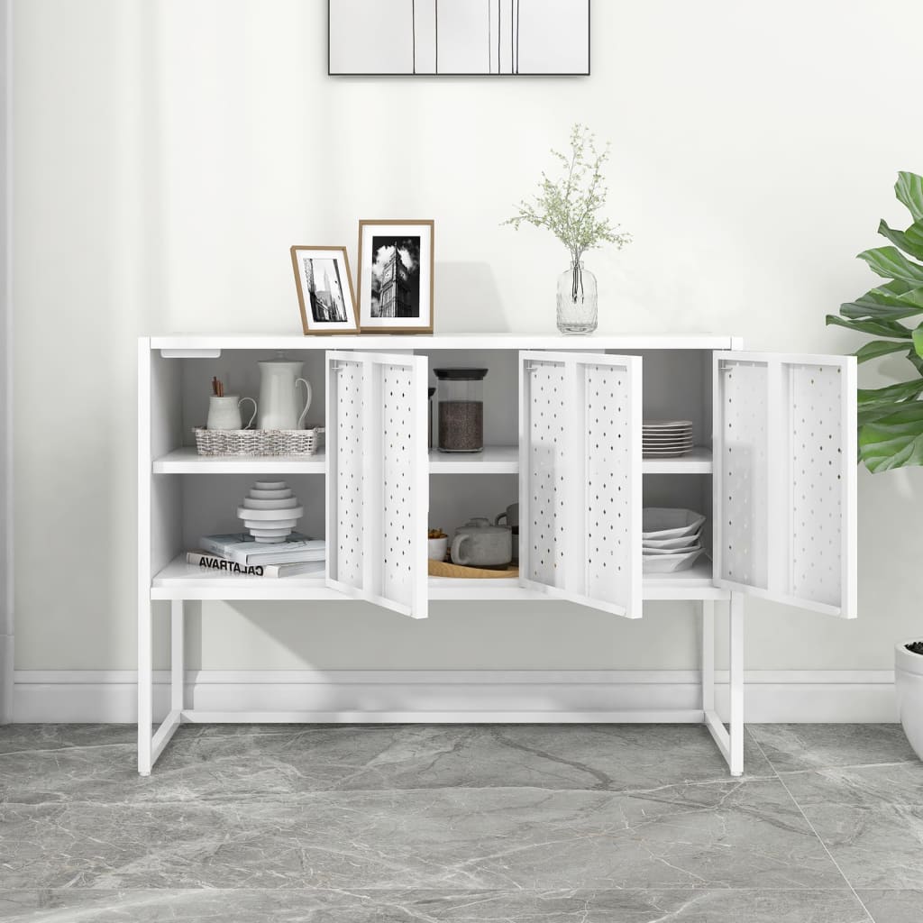 Skjenk hvit 105x35x75 cm stål