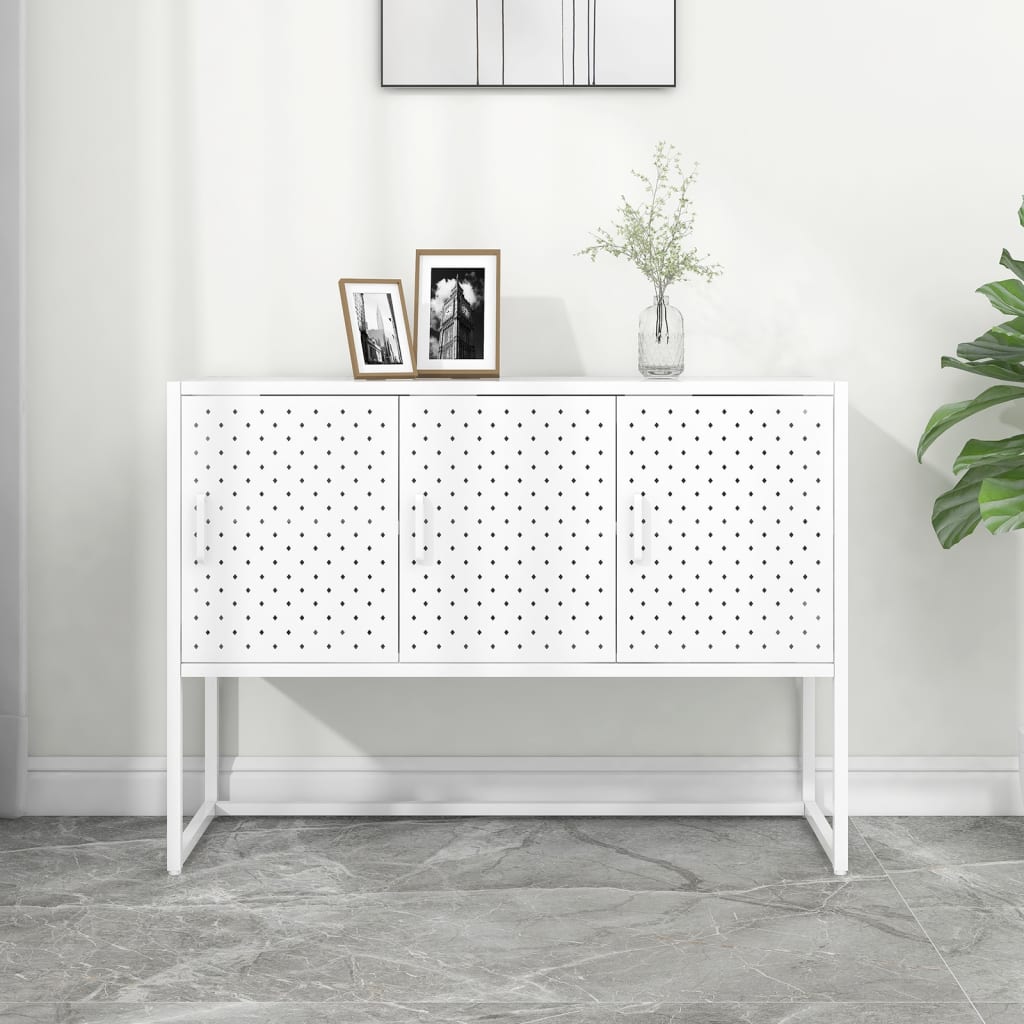 Skjenk hvit 105x35x75 cm stål