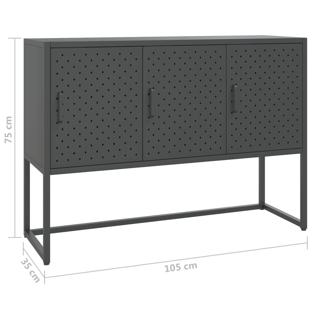 Skjenk antrasitt 105x35x75 cm stål