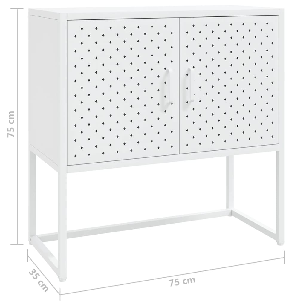 Skjenk hvit 75x35x75 cm stål