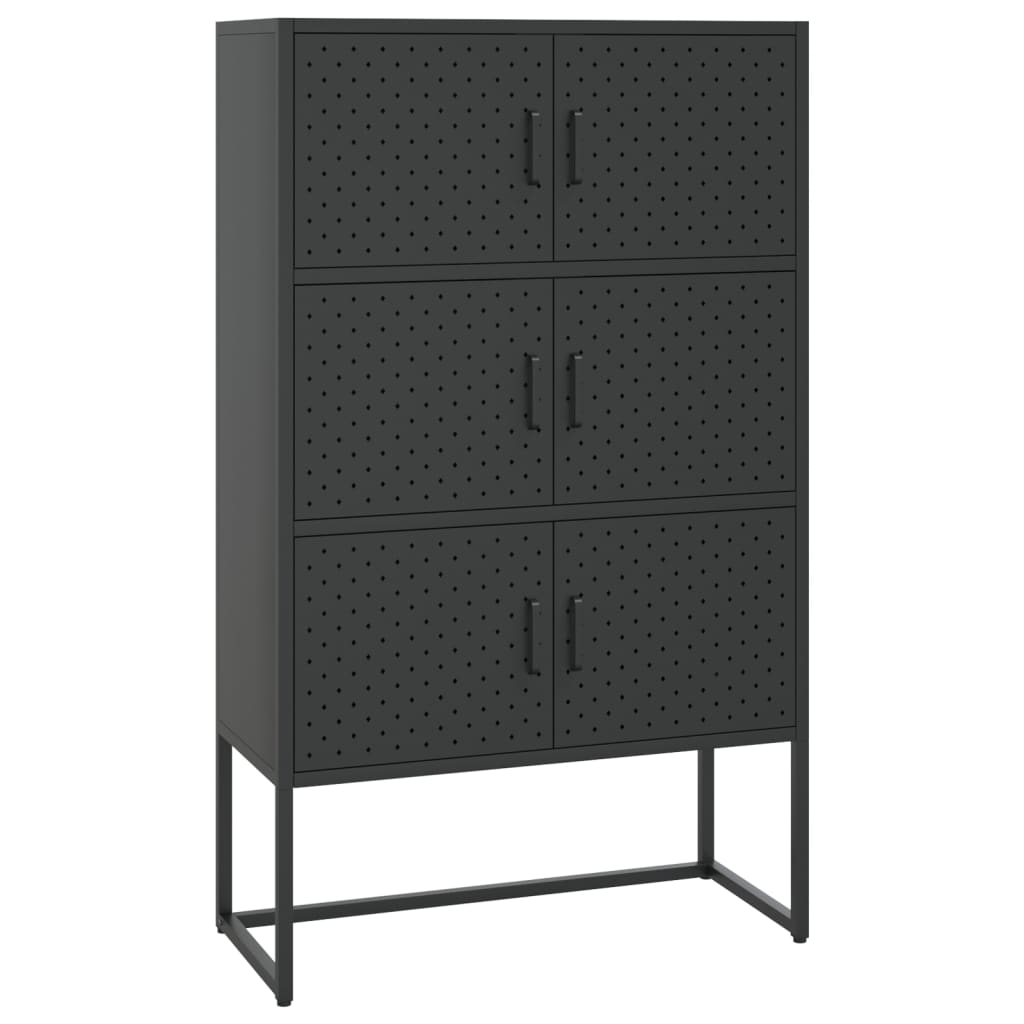 Highboard svart 80x35x135 cm stål