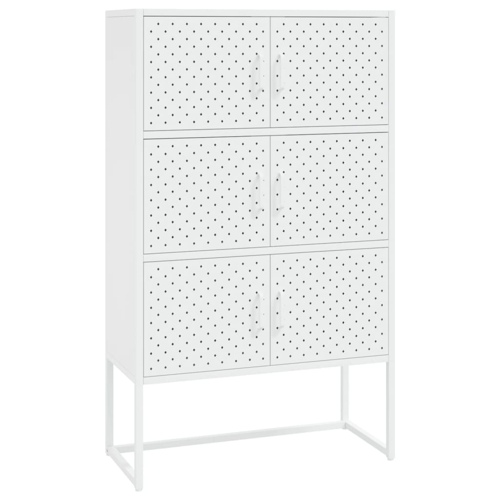 Highboard hvit 80x35x135 cm stål