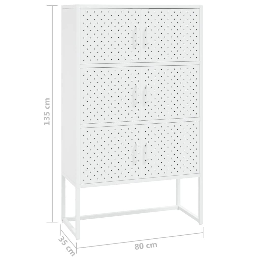 Highboard hvit 80x35x135 cm stål