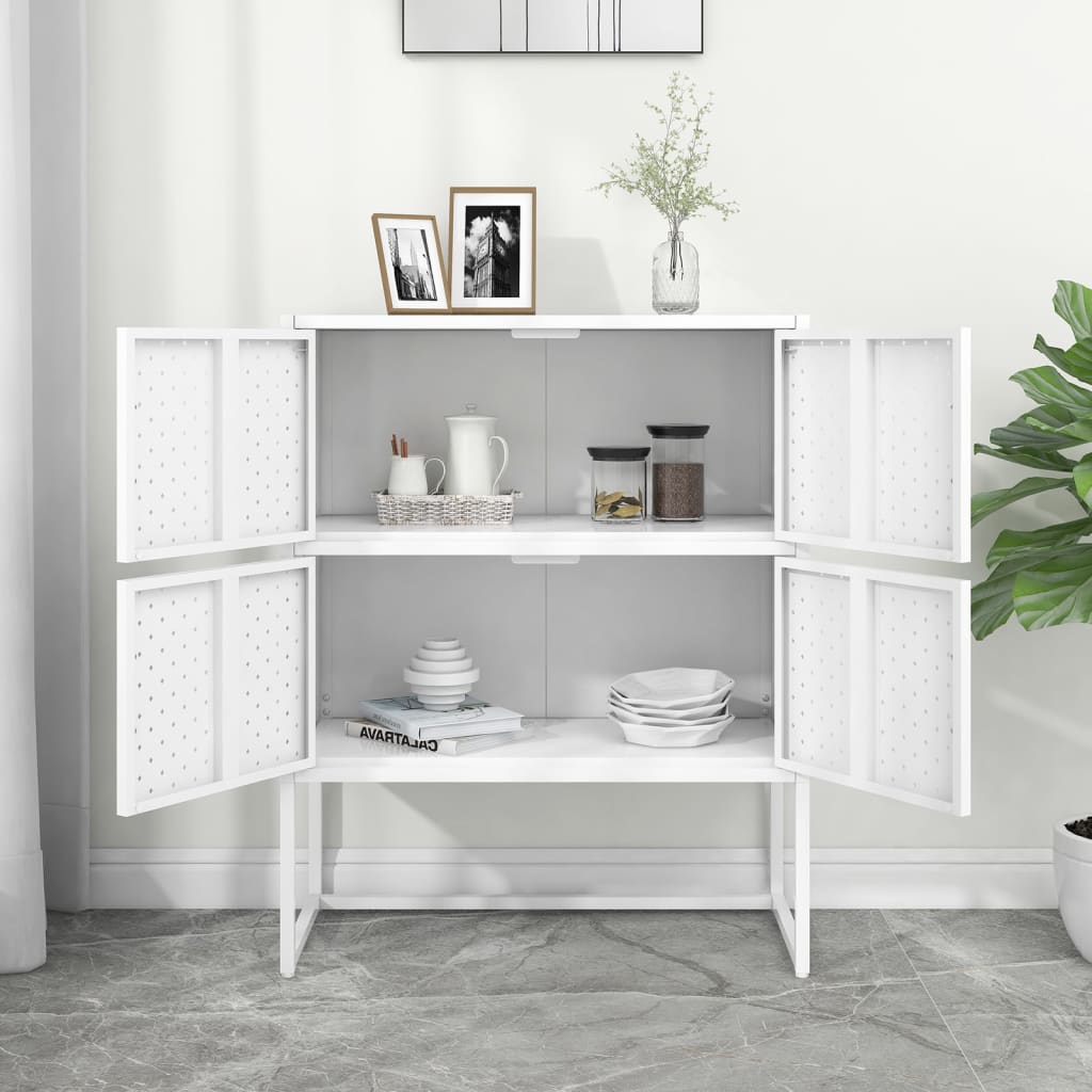 Highboard hvit 80x35x100 cm stål