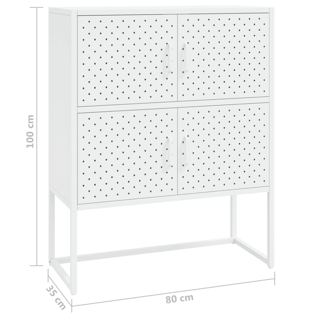 Highboard hvit 80x35x100 cm stål