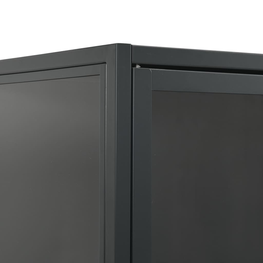Highboard antrasitt 80x35x135 cm stål og herdet glass