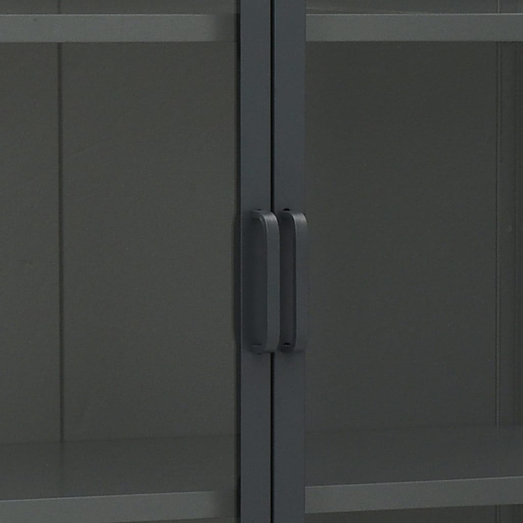 Highboard antrasitt 80x35x135 cm stål og herdet glass