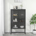 Highboard antrasitt 80x35x135 cm stål og herdet glass