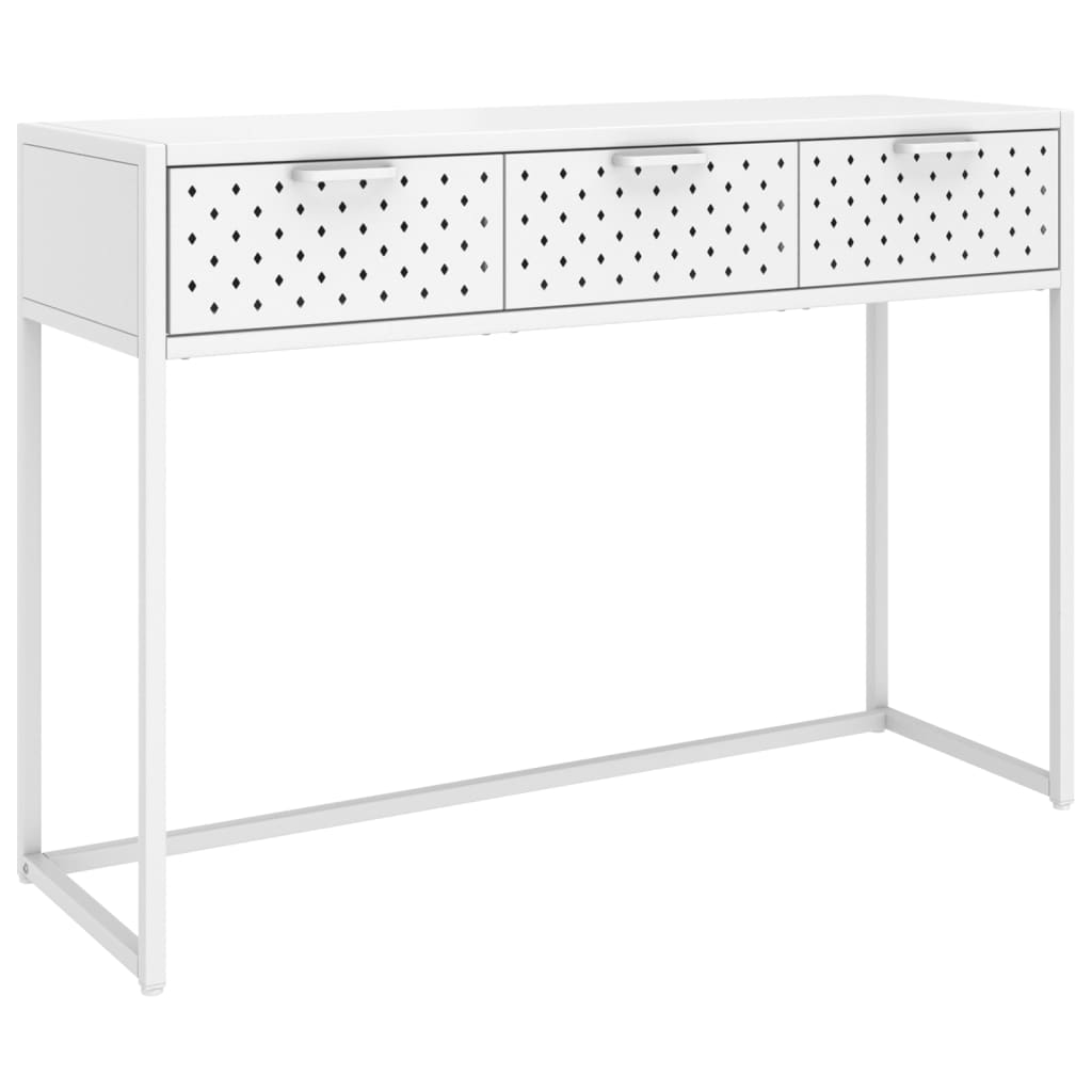 Konsollbord hvit 106x35x75 cm stål