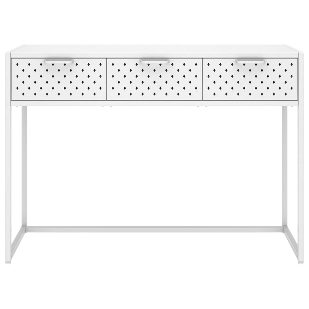 Konsollbord hvit 106x35x75 cm stål