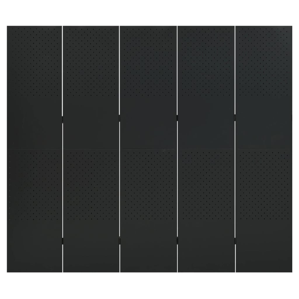 Romdeler 5 paneler svart 200x180 cm stål