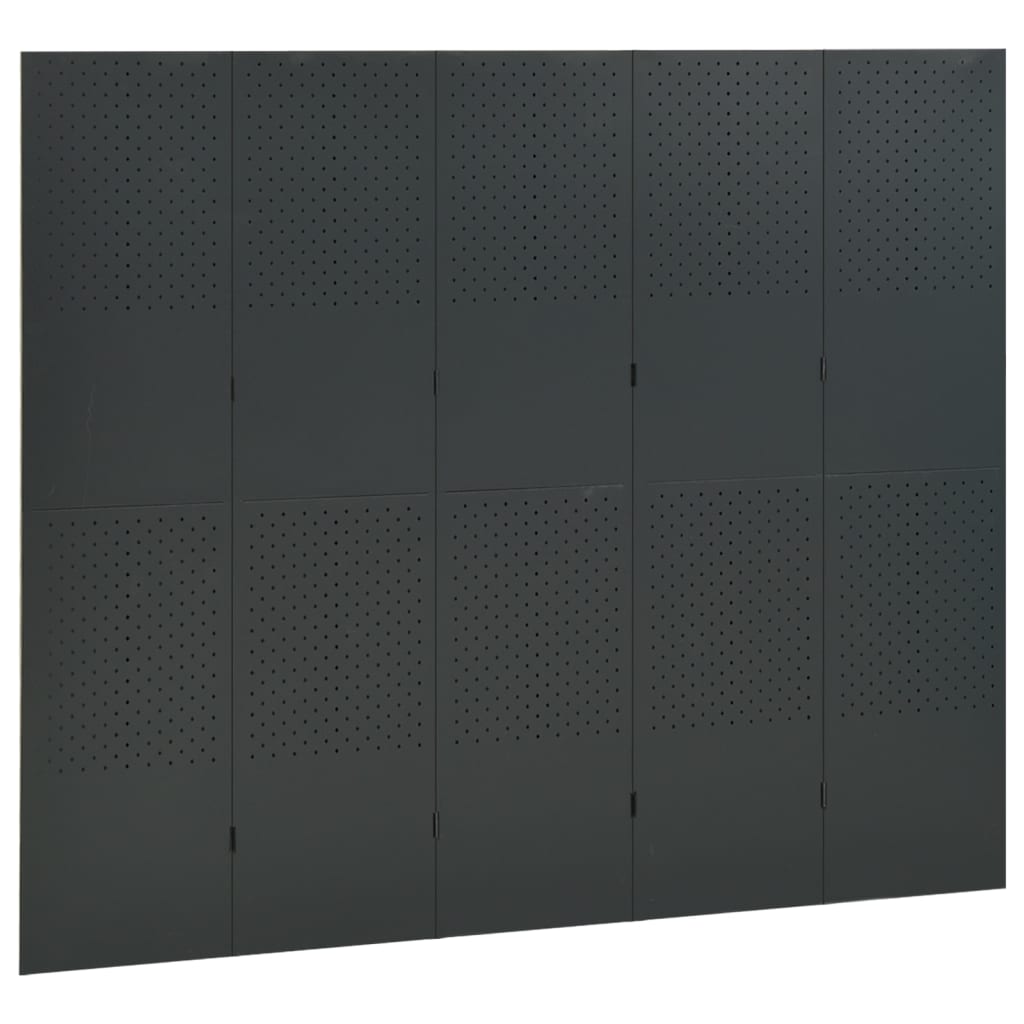 Romdeler 5 paneler antrasitt 200x180 cm stål