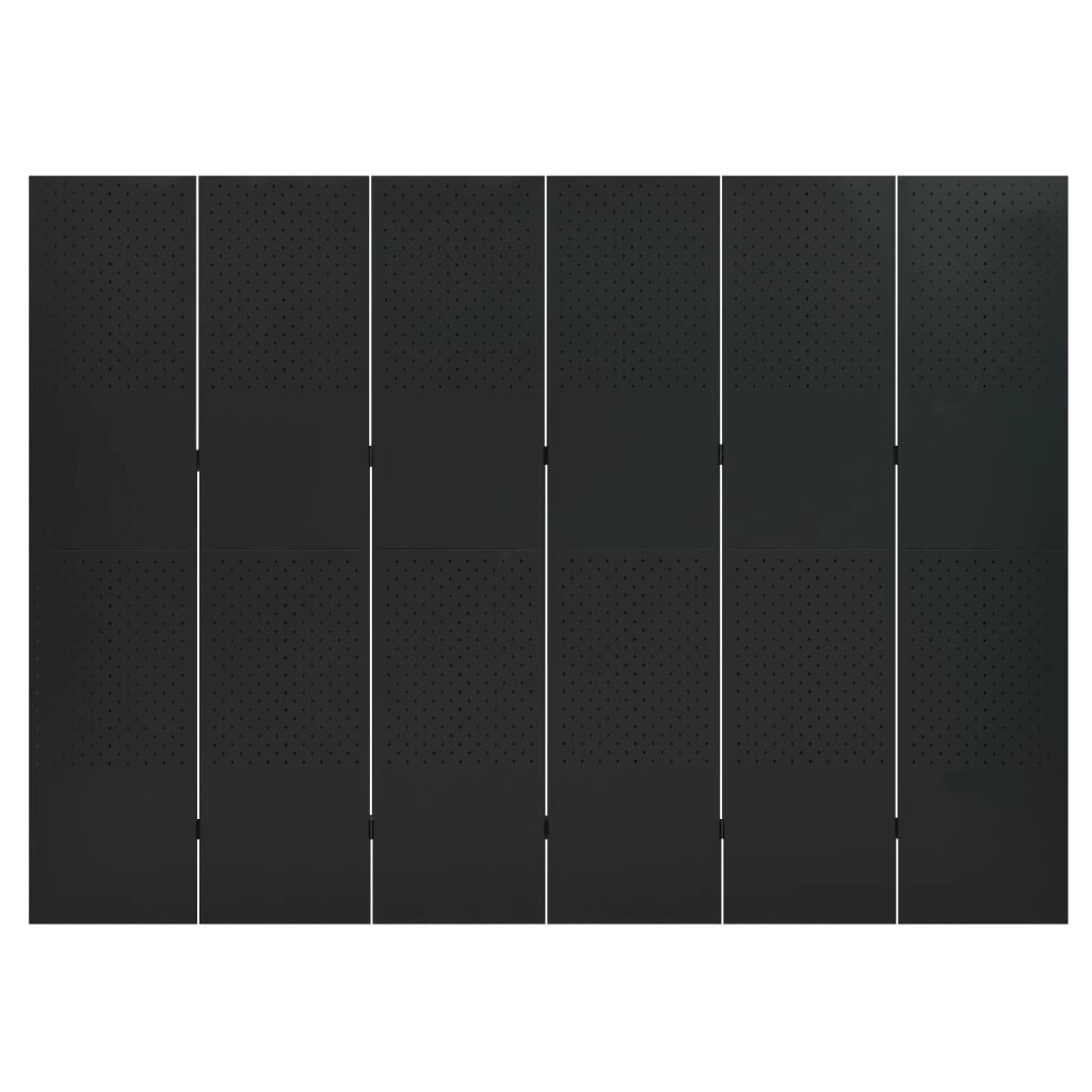 Romdeler med 6 paneler svart 240x180 cm stål