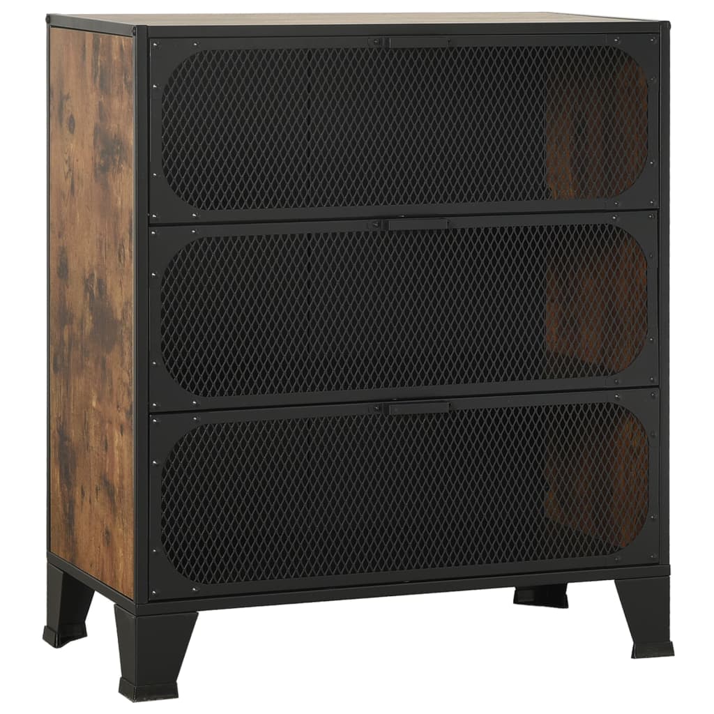 Oppbevaringsskap rustikk brun 72x36x82 cm metall og MDF