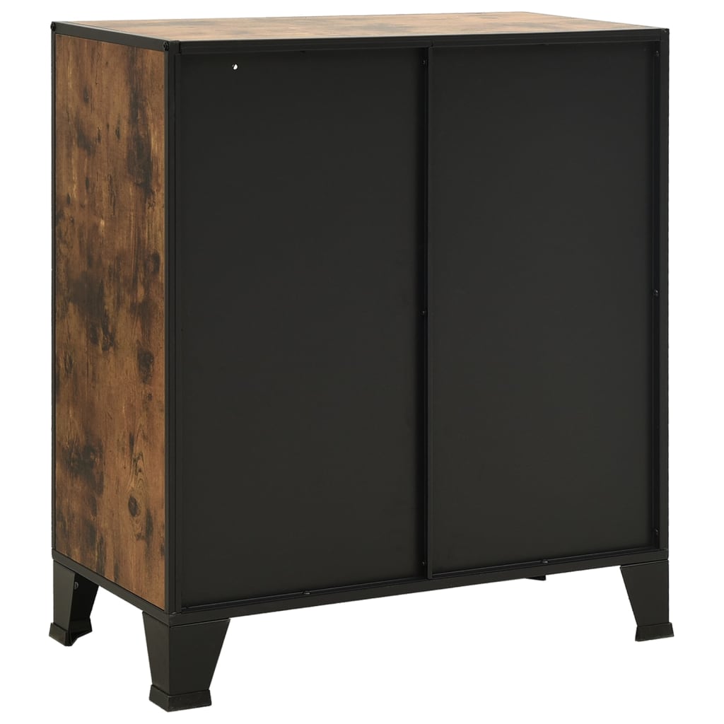 Oppbevaringsskap rustikk brun 72x36x82 cm metall og MDF