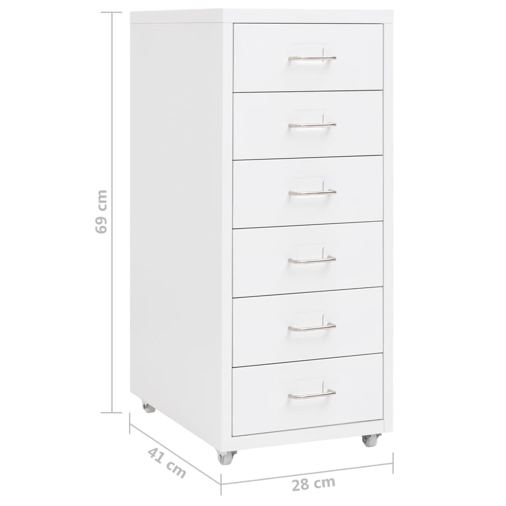 Mobilt arkivskap hvit 28x41x69 cm metall