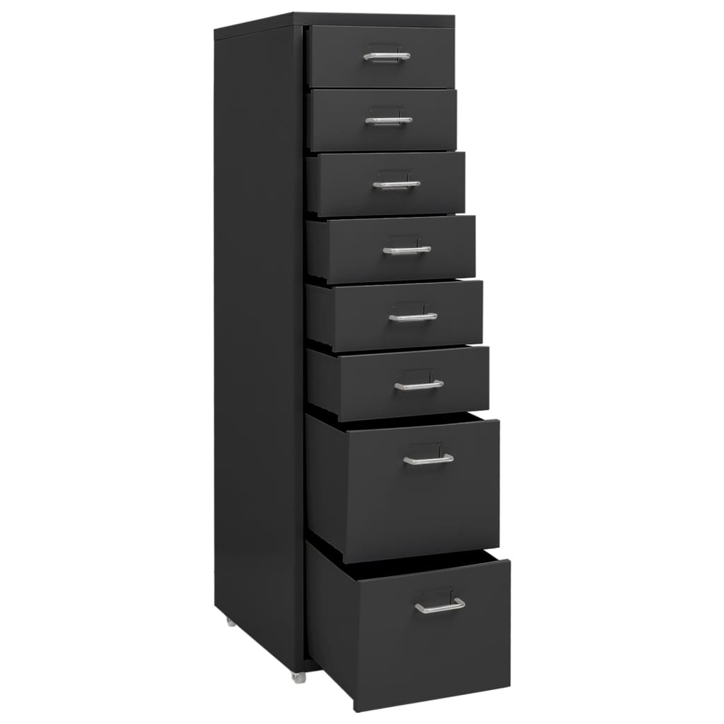 Mobilt arkivskap antrasitt 28x41x109 cm metall