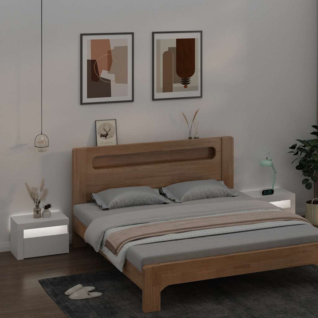 Nattbord med LED 2 stk hvit 60x35x40 cm