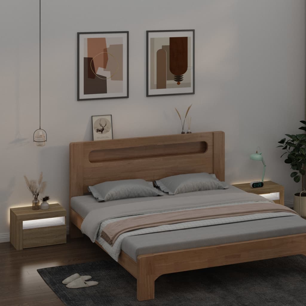 Nattbord med LED 2 stk sonoma eik 60x35x40 cm
