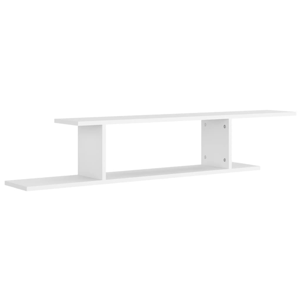 Veggmontert TV-hylle hvit 125x18x23 cm konstruert tre