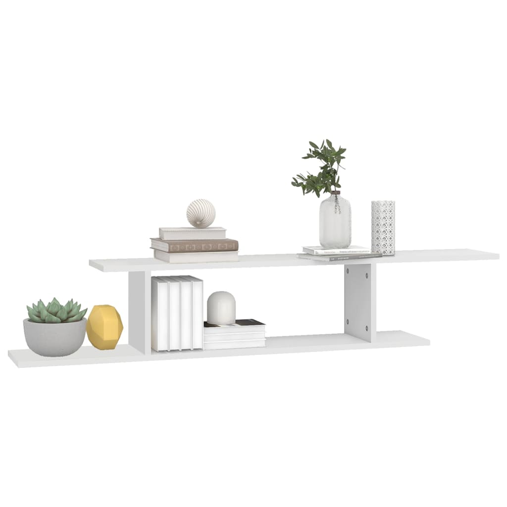 Veggmontert TV-hylle hvit 125x18x23 cm konstruert tre