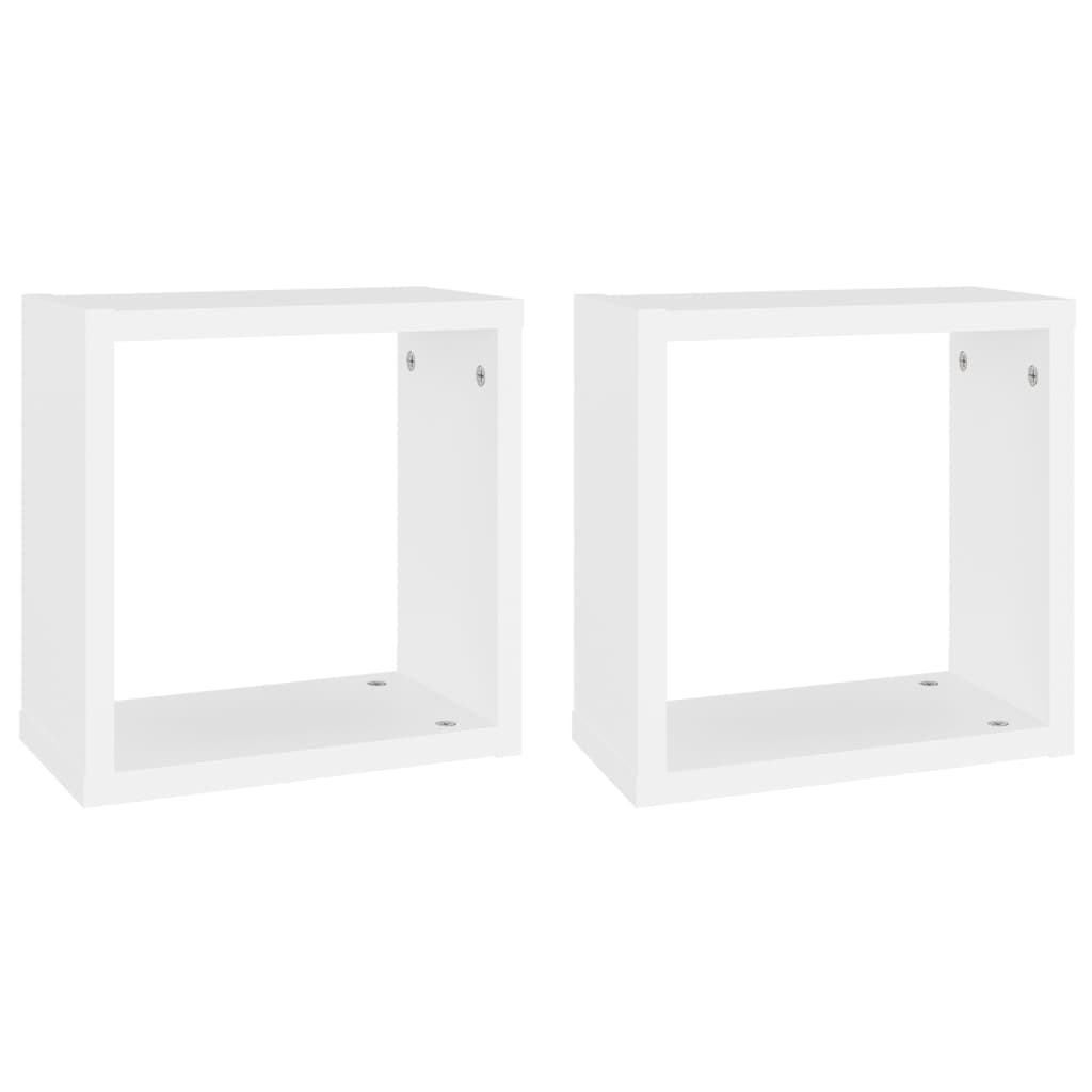 Vegghyller kubeformet 2 stk hvit 30x15x30 cm