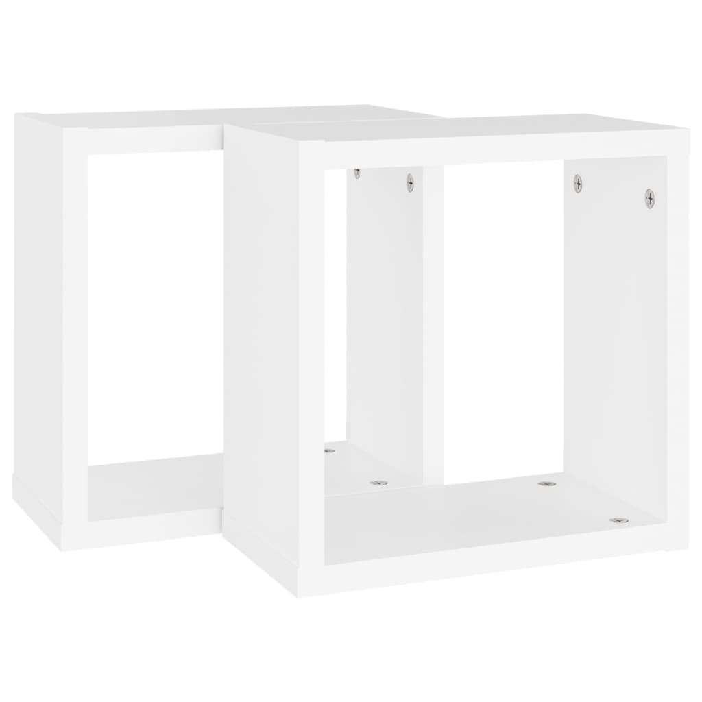 Vegghyller kubeformet 2 stk hvit 30x15x30 cm