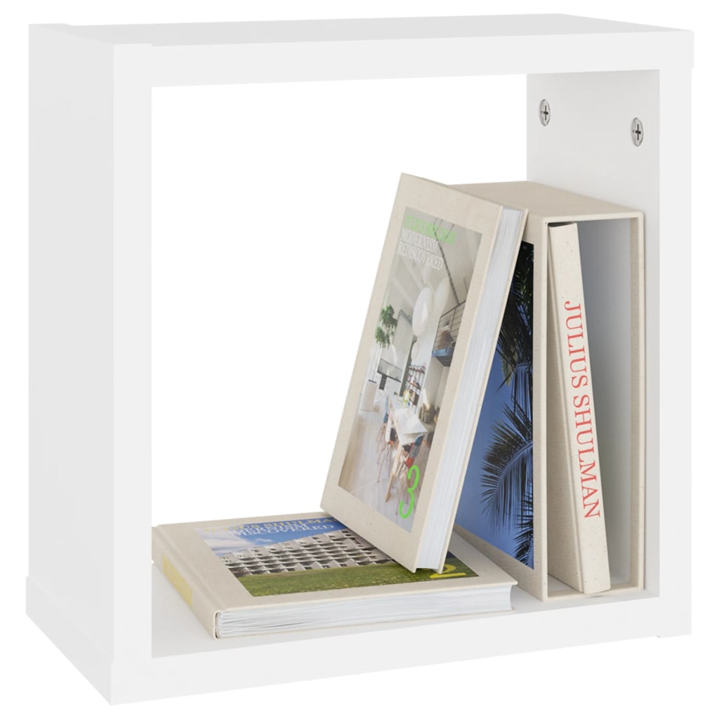 Vegghyller kubeformet 2 stk hvit 30x15x30 cm
