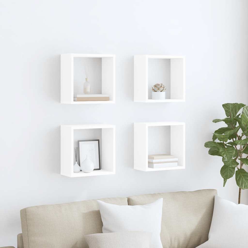 Vegghyller kubeformet 4 stk hvit 30x15x30 cm vidaXL