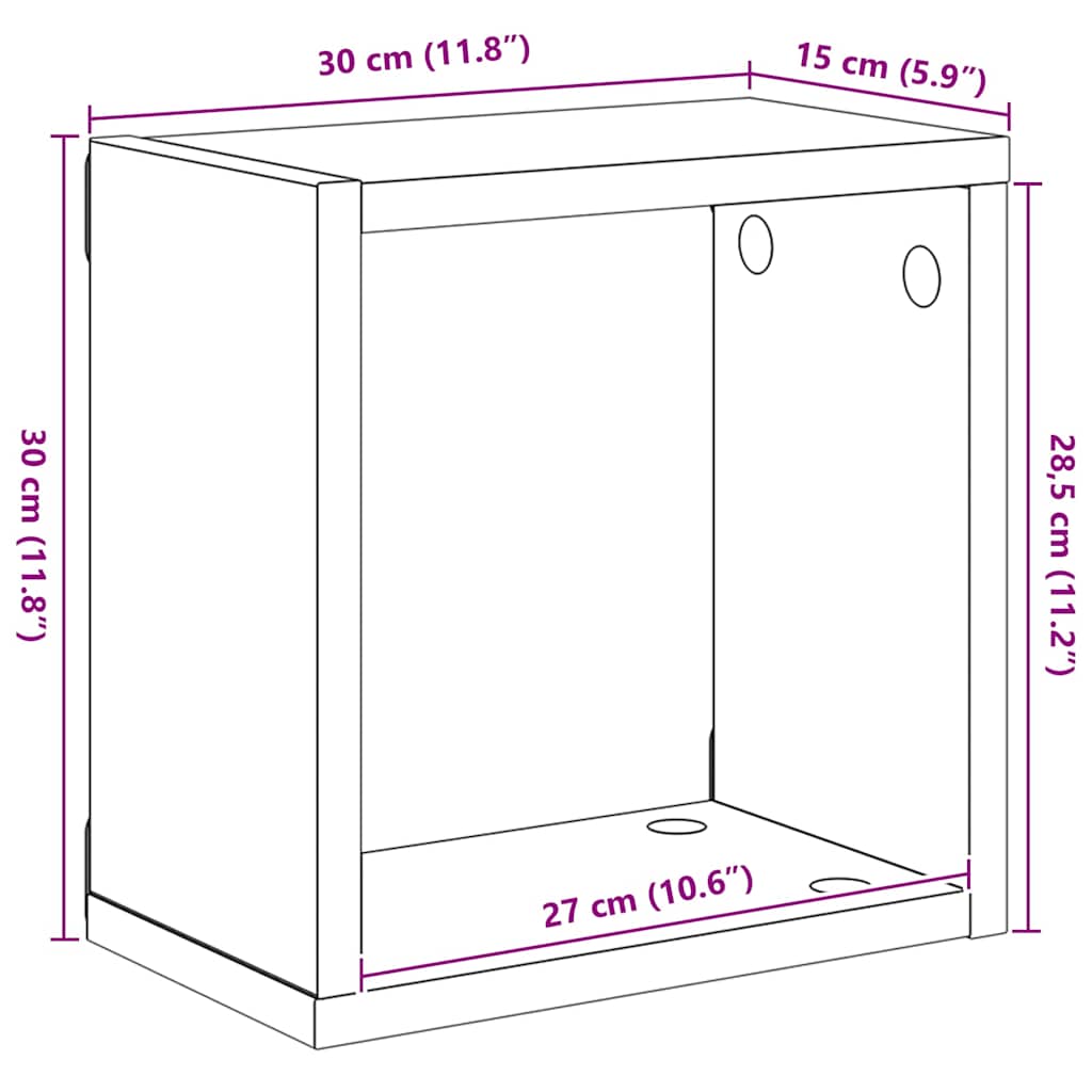 Vegghyller kubeformet 4 stk hvit 30x15x30 cm vidaXL