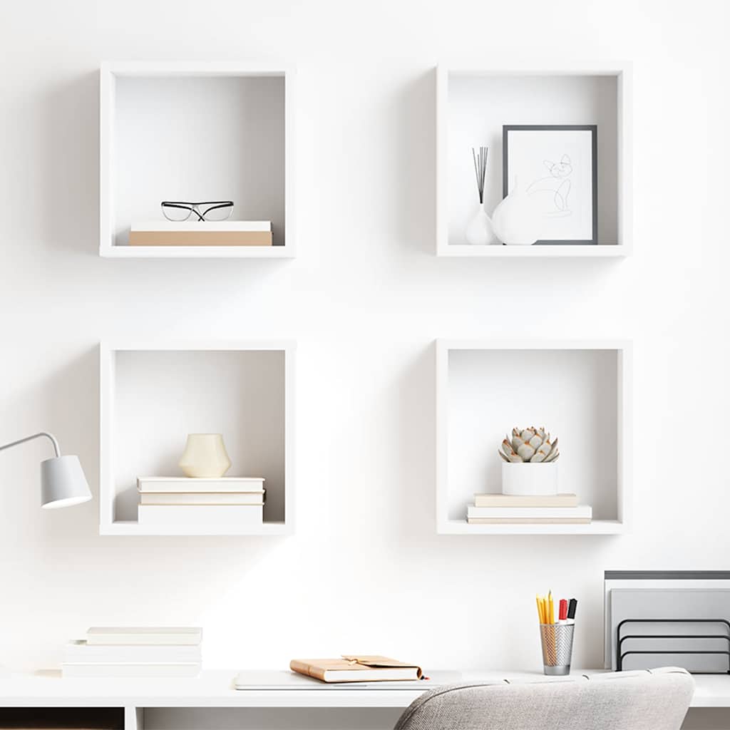 Vegghyller kubeformet 4 stk hvit 30x15x30 cm vidaXL