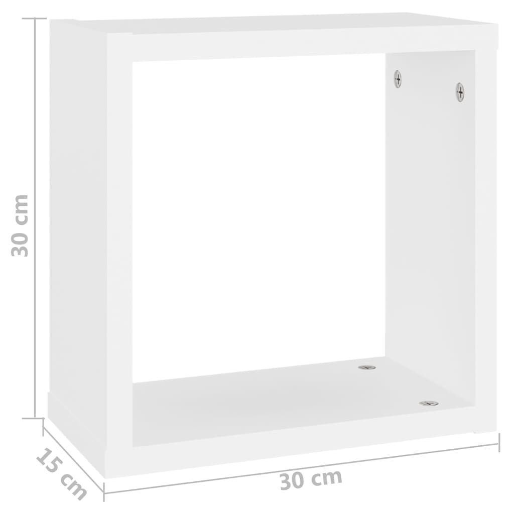 Vegghyller kubeformet 6 stk hvit 30x15x30 cm