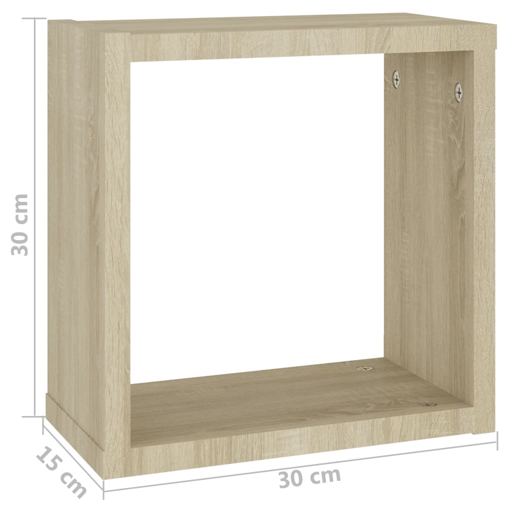 Vegghyller kubeformet 4 stk sonoma eik 30x15x30 cm