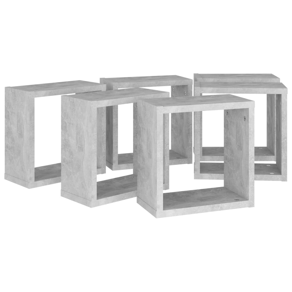 Vegghyller kubeformet 6 stk betonggrå 30x15x30 cm