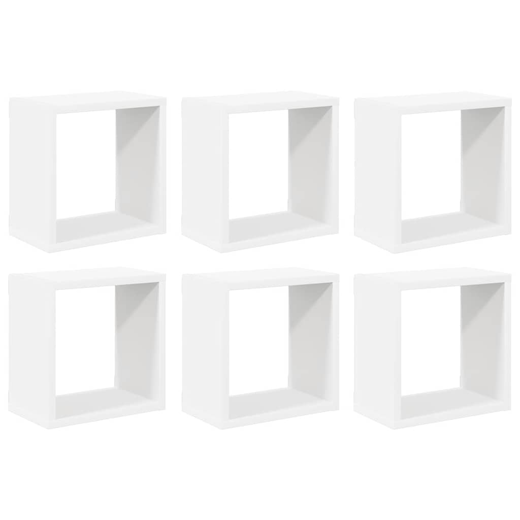 Vegghyller kubeformet 6 stk hvit 26x15x26 cm