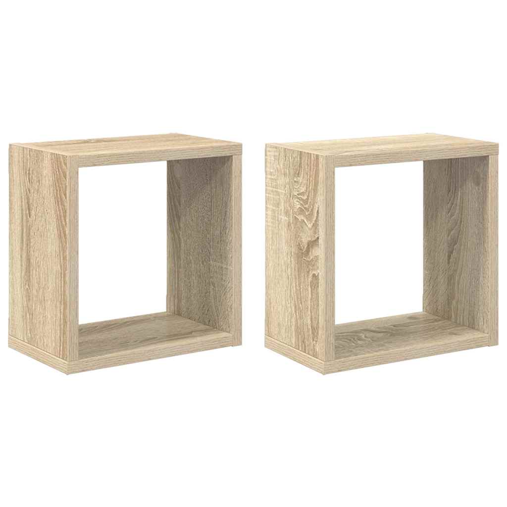 Vegghyller kubeformet 2 stk sonoma eik 26x15x26 cm