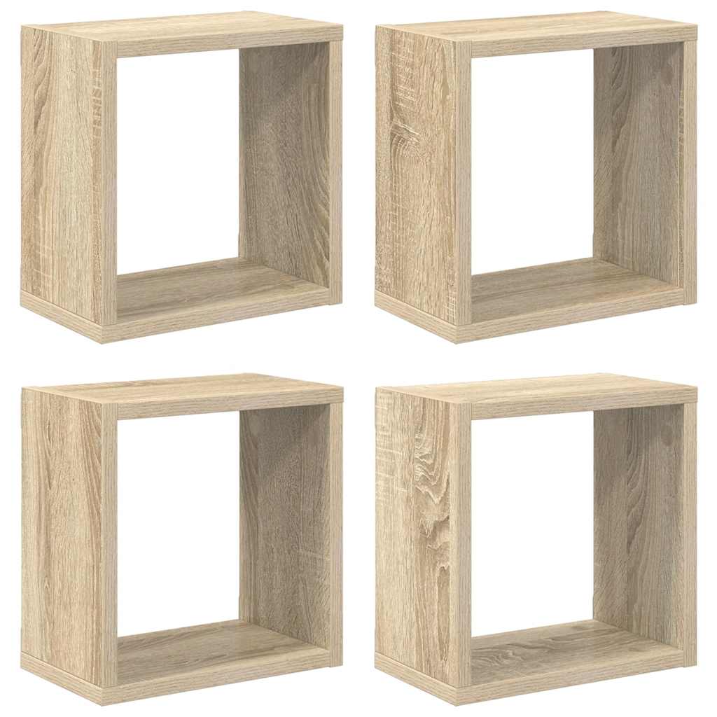 Vegghyller kubeformet 4 stk sonoma eik 26x15x26 cm