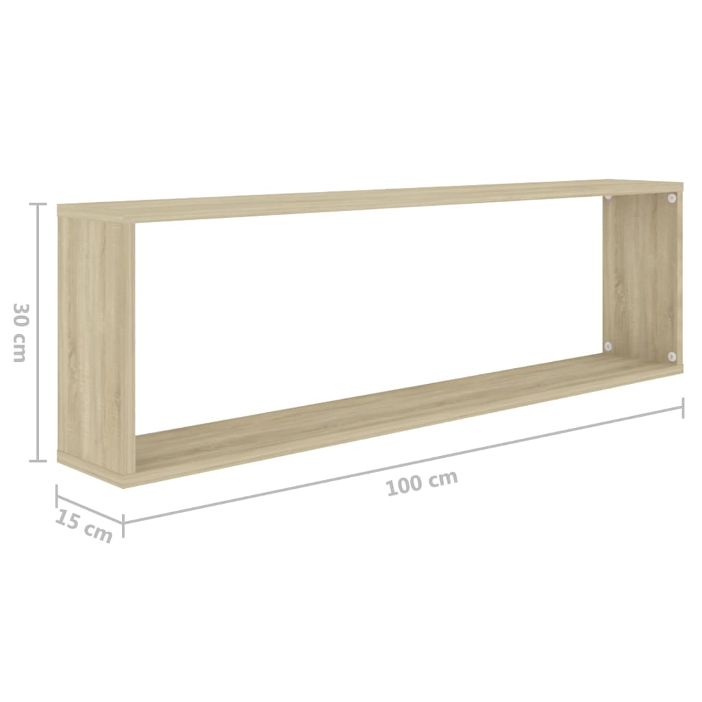 Vegghyller kube 2 stk sonoma eik 100x15x30 cm konstruert tre