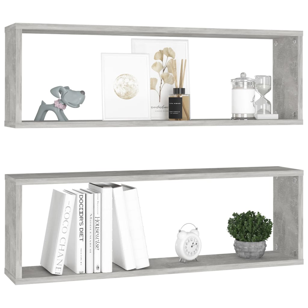 Vegghyller kube 2 stk betonggrå 80x15x26,5 cm konstruert tre
