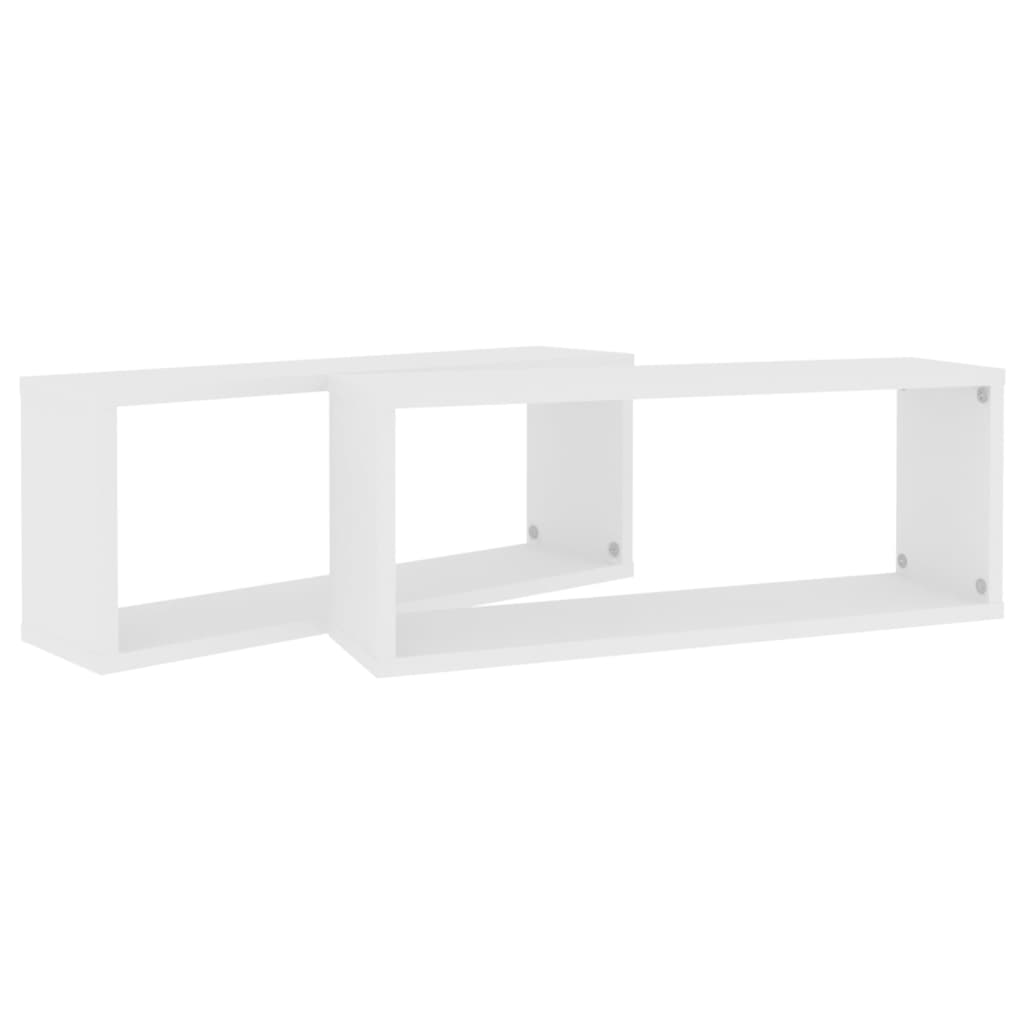Vegghyller kubeformet 2 stk hvit 60x15x23 cm konstruert tre