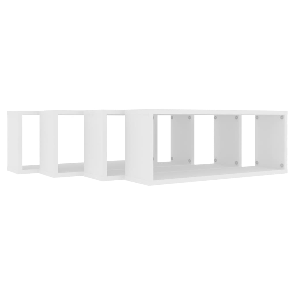 veggkubehyller 4 stk Hvit 60x15x23 cm konstruert tre